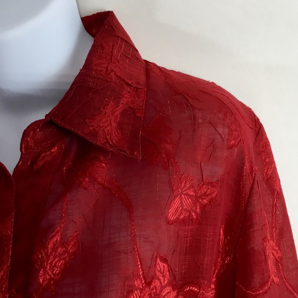 Poppy Red Coldwater Creek Blouse